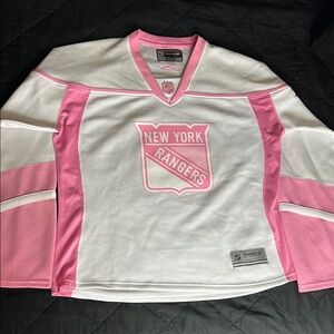 Reebok Pink and White New York Rangers Jersey